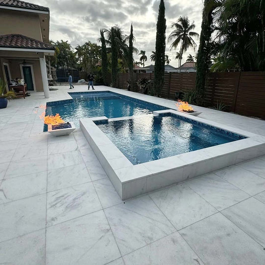 Bursa White Marble Leather 24x24 2" Paver
