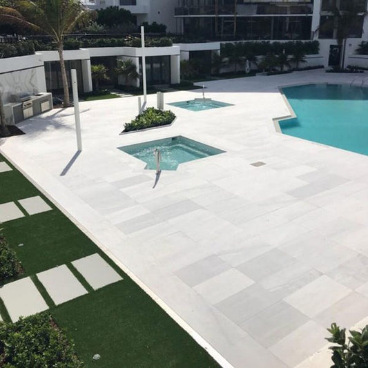 Ice White Marble Leather 24x36 2" Paver