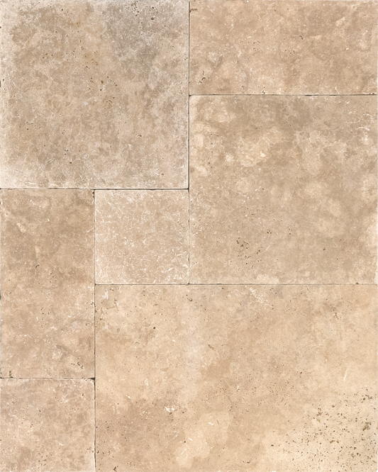 Ivory Travertine Tumbled French Pattern 1-1/4" Paver