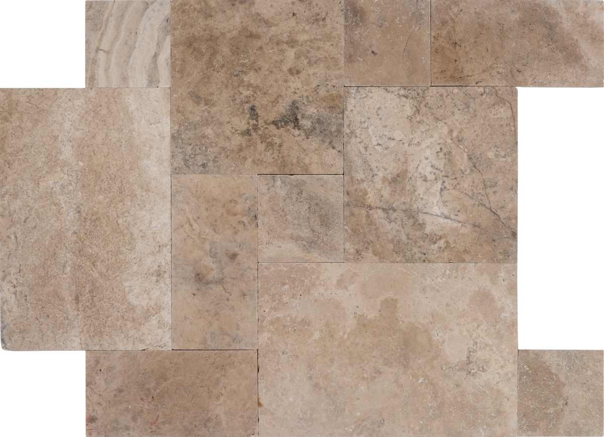 Ouray Beige Travertine Tumbled French Pattern 1-1/4" Paver