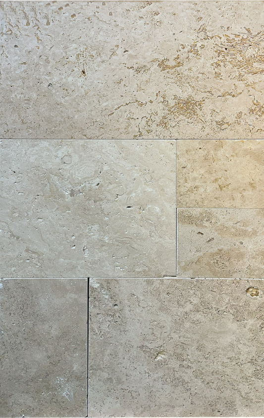 Premium Ivory Travertine Tumbled French Pattern 1-1/4" Paver