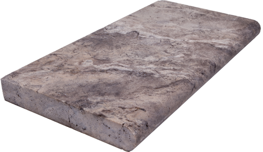 Silver Kashmir Travertine Bullnosed 12x24 2" Pool Coping