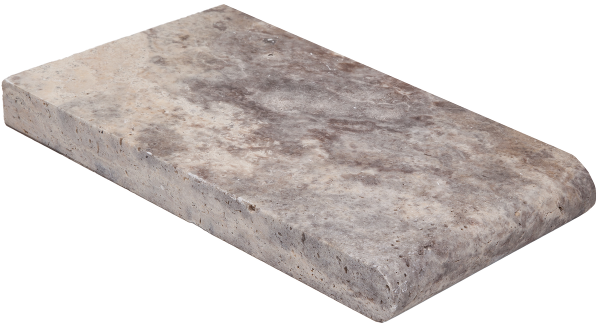 Silver Kashmir Travertine Bullnosed 6x12 1-1/4" Pool Coping