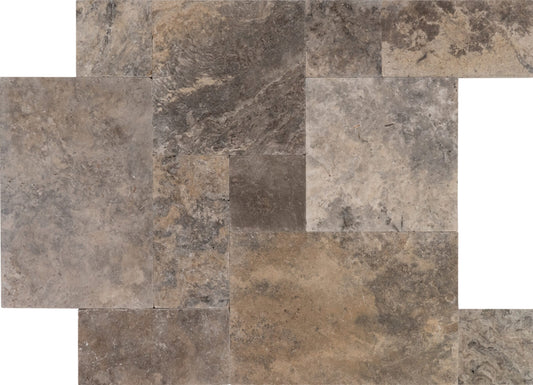 Silver Kashmir Travertine Tumbled French Pattern 1-1/4" Paver