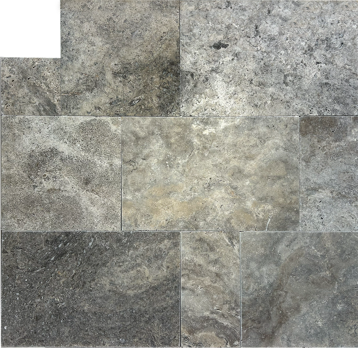 Silver Premium Travertine Tumbled French Pattern 1-1/4" Paver