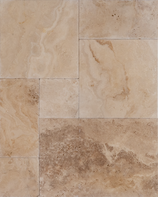 Valencia Travertine Tumbled French Pattern 2" Paver